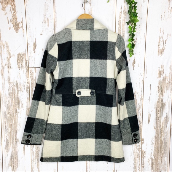 Billabong Gingham Plaid Wool Blend Midi Jacket EUC - Picture 2 of 9